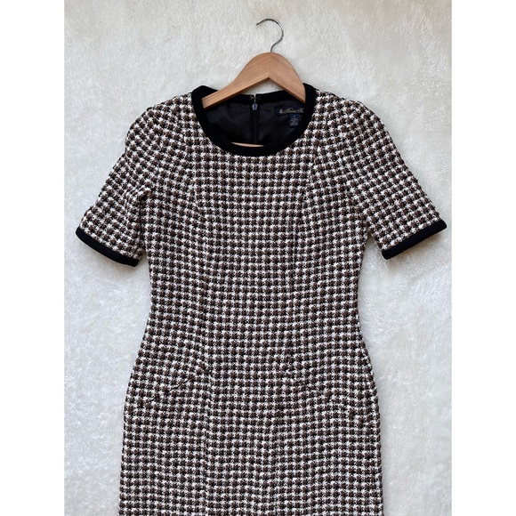 Brooks Brothers Brown & Black Checked Tweed A-Line Dress, Size 0 - Picture 7 of 16